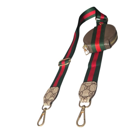 Gucci GG Sherry Line Green & Red Converted Crossbody Bag with Unbranded Pouch - Picture 4 of 14